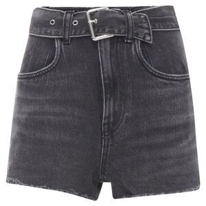 Alexander Wang washed denim silver buckle cut off frayed shorts